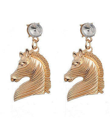 New Fashion Design Zebra Head Post Dangle Earrings Gold